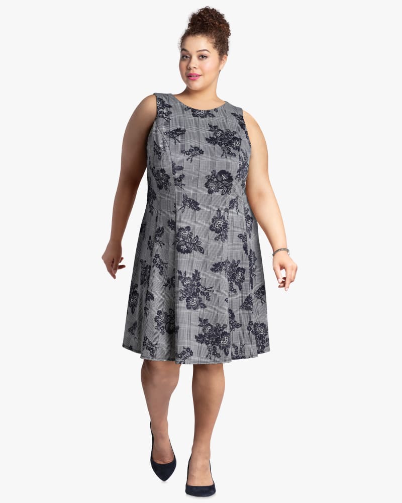 Plus size model with diamond body shape wearing Lobelia Fit and Flare Dress by Sabrina Blue | Dia&Co | dia_product_style_image_id:118146